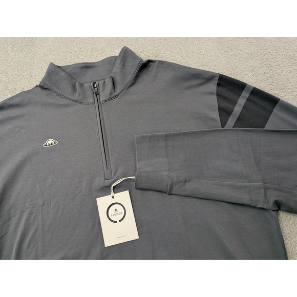 RADMOR Colton Cap Stripe LS 1/4 Zip Golf Pullover Men XL Shadow Blue Graphite